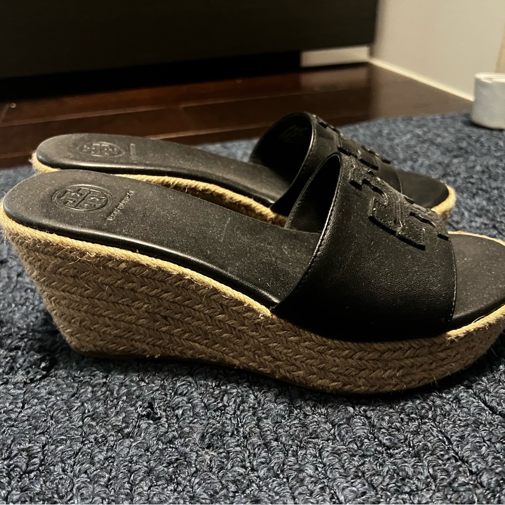 Tory Burch 5.5 Black Wedge Shoes